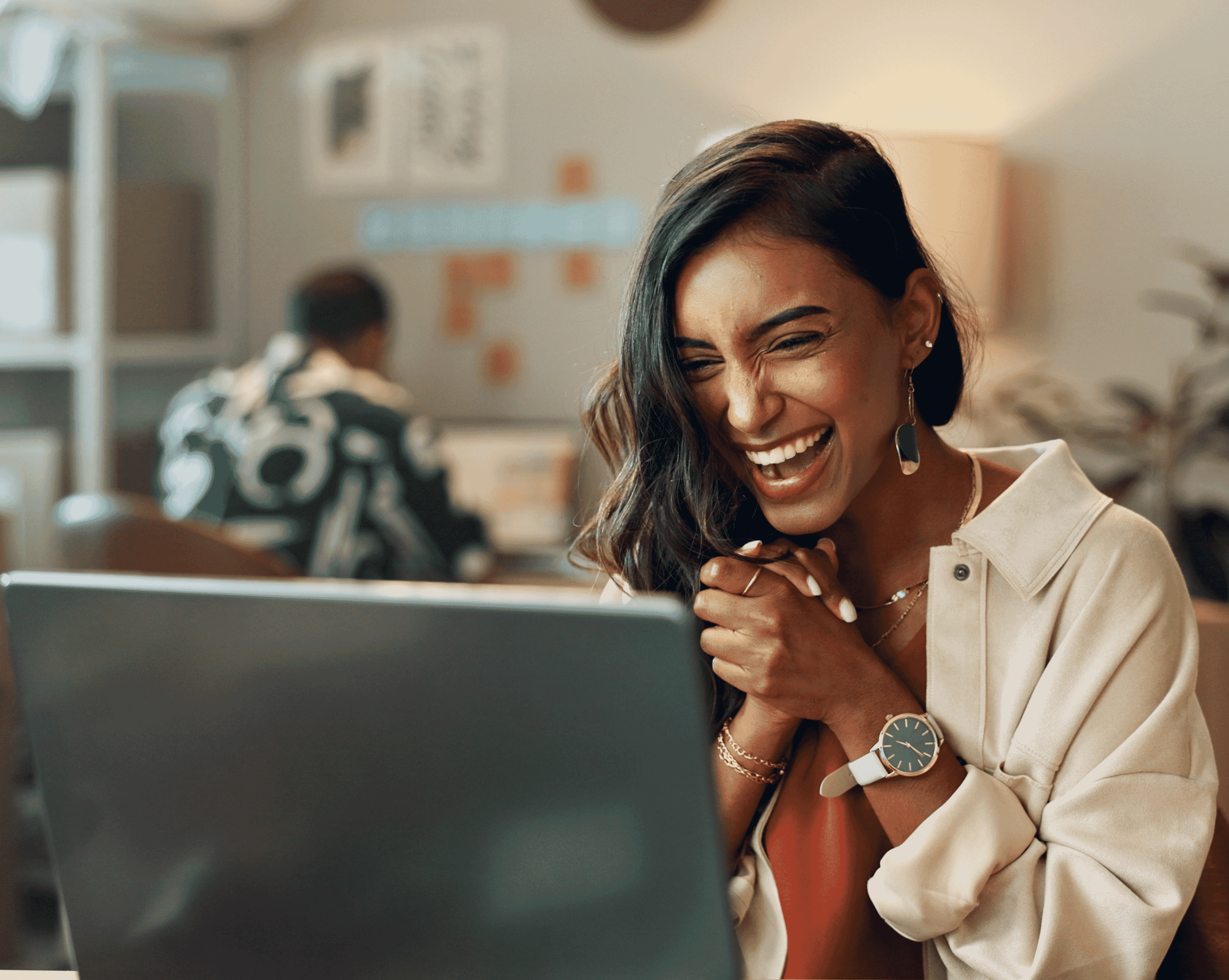 Happy-lady-celebrating-on-video-call